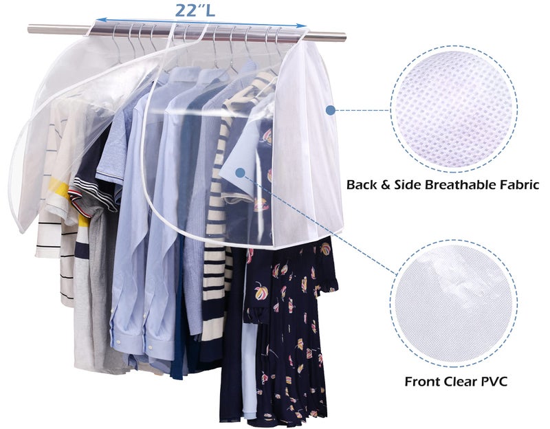 SLEEPING LAMB Hanging Closet Cover for Storage Dustproof Shoulder Cover Garment Protector for Clothes, Coats, Suits, Dresses, 2 Pack, White - Image 3